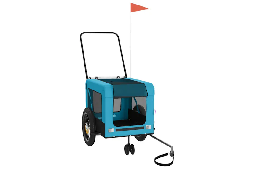 vidaXL 93946 Pet Bike Trailer Blue And Black Oxford Fabric And Iron vidaXL 93946 Pet Bike Trailer Blue And Black Oxford Fabric And Iron