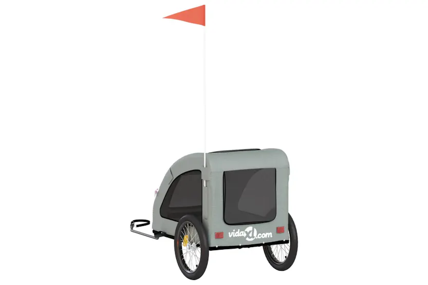 vidaXL 93965 Pet Bike Trailer Grey Oxford Fabric And Iron vidaXL 93965 Pet Bike Trailer Grey Oxford Fabric And Iron