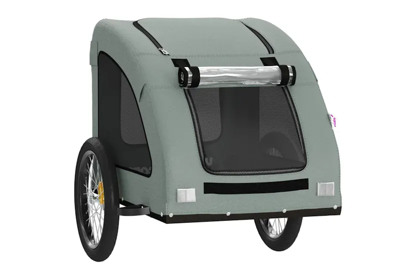 vidaXL 93965 Pet Bike Trailer Grey Oxford Fabric And Iron vidaXL 93965 Pet Bike Trailer Grey Oxford Fabric And Iron