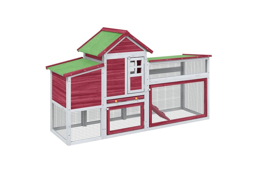 vidaXL 172231 Chicken Coop Red 186.5x58.5x113cm Solid Wood Pine vidaXL 172231 Chicken Coop Red 186.5x58.5x113cm Solid Wood Pine