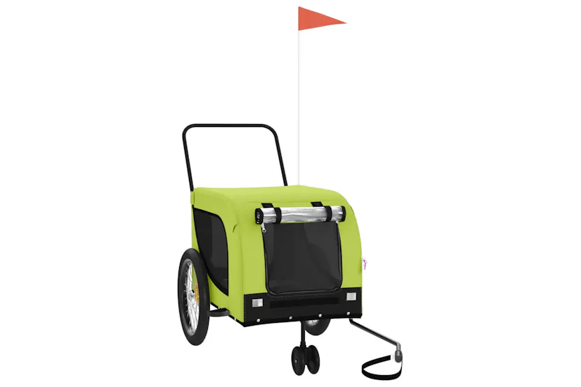 vidaXL 94032 Pet Bike Trailer Green And Black Oxford Fabric And Iron vidaXL 94032 Pet Bike Trailer Green And Black Oxford Fabric And Iron
