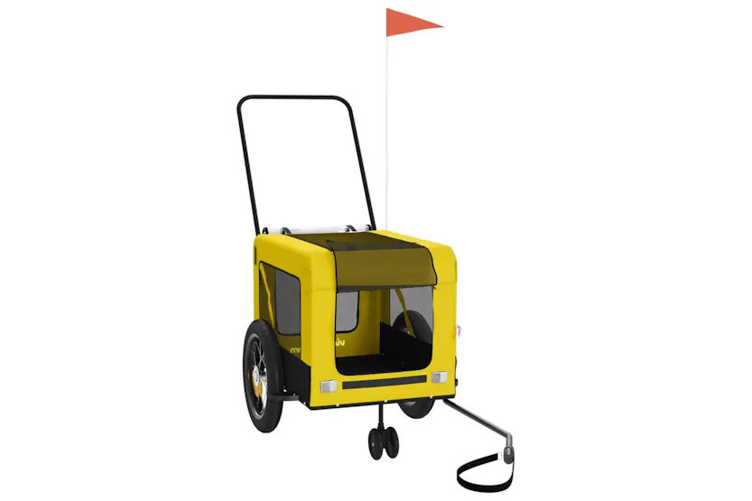 vidaXL 93931 Pet Bike Trailer Yellow And Black Oxford Fabric And Iron vidaXL 93931 Pet Bike Trailer Yellow And Black Oxford Fabric And Iron