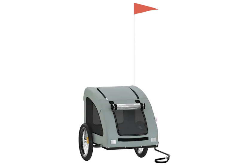 vidaXL 93965 Pet Bike Trailer Grey Oxford Fabric And Iron vidaXL 93965 Pet Bike Trailer Grey Oxford Fabric And Iron