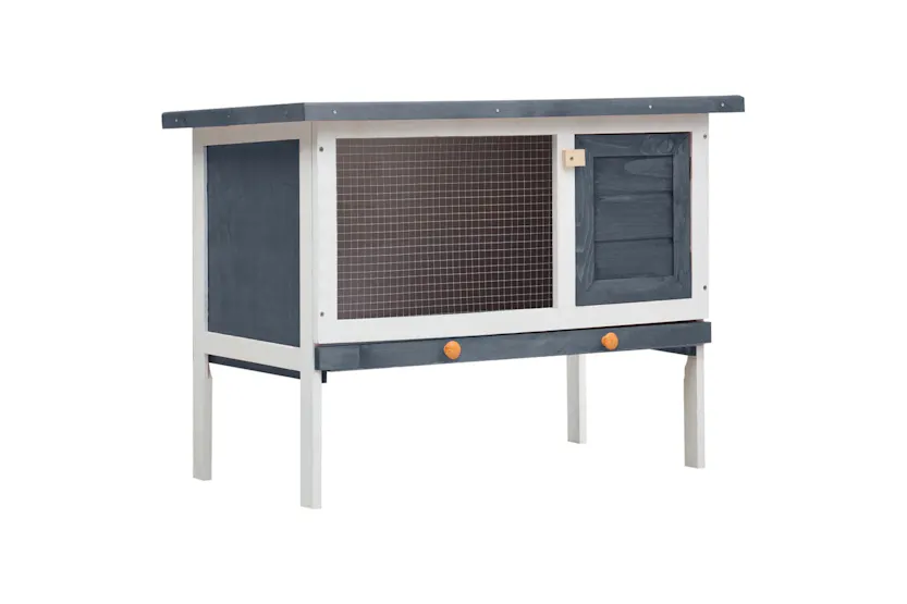 vidaXL 170828 Outdoor Rabbit Hutch 1 Layer Grey Wood vidaXL 170828 Outdoor Rabbit Hutch 1 Layer Grey Wood
