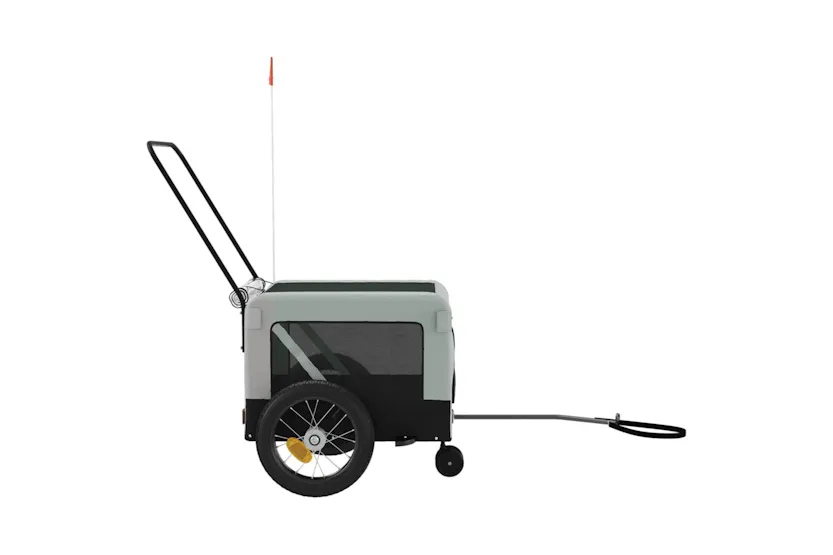vidaXL 93930 Pet Bike Trailer Grey And Black Oxford Fabric And Iron vidaXL 93930 Pet Bike Trailer Grey And Black Oxford Fabric And Iron