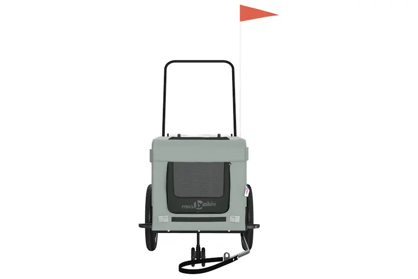 vidaXL 93930 Pet Bike Trailer Grey And Black Oxford Fabric And Iron vidaXL 93930 Pet Bike Trailer Grey And Black Oxford Fabric And Iron