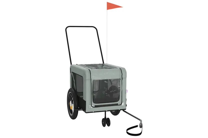 vidaXL 93930 Pet Bike Trailer Grey And Black Oxford Fabric And Iron vidaXL 93930 Pet Bike Trailer Grey And Black Oxford Fabric And Iron