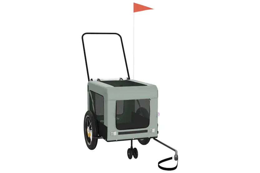 vidaXL 93930 Pet Bike Trailer Grey And Black Oxford Fabric And Iron vidaXL 93930 Pet Bike Trailer Grey And Black Oxford Fabric And Iron
