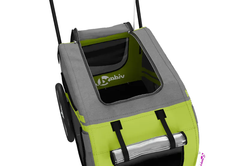 vidaXL 93906 Pet Bike Trailer Green And Grey Oxford Fabric And Iron vidaXL 93906 Pet Bike Trailer Green And Grey Oxford Fabric And Iron