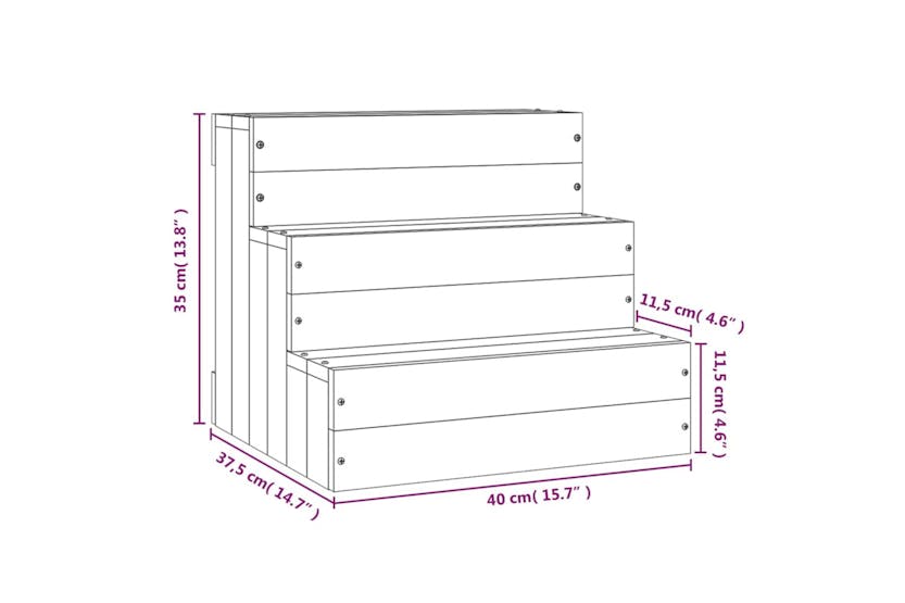 vidaXL 822461 Pet Stair 40x37.5x35cm Solid Wood Pine vidaXL 822461 Pet Stair 40x37.5x35cm Solid Wood Pine