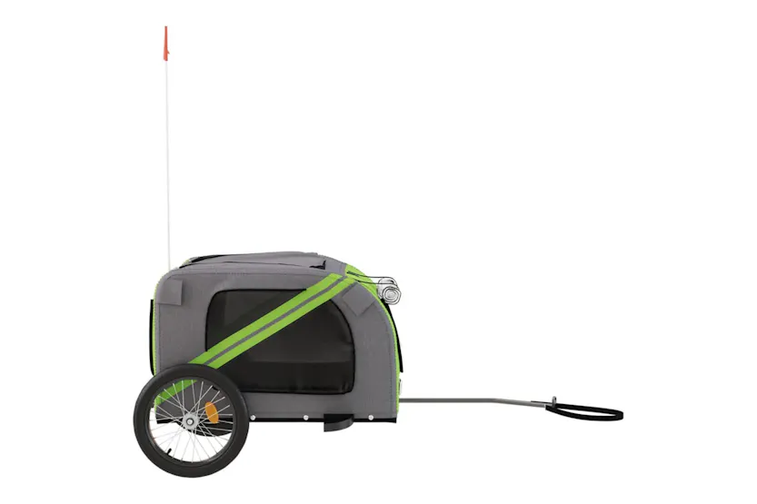vidaXL 93885 Pet Bike Trailer Green And Grey Oxford Fabric And Iron vidaXL 93885 Pet Bike Trailer Green And Grey Oxford Fabric And Iron