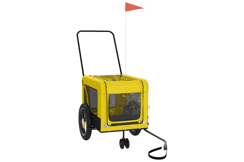 vidaXL 93945 Pet Bike Trailer Yellow And Black Oxford Fabric And Iron vidaXL 93945 Pet Bike Trailer Yellow And Black Oxford Fabric And Iron