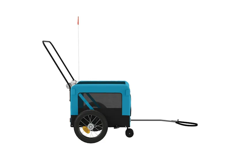 vidaXL 93932 Pet Bike Trailer Blue And Black Oxford Fabric And Iron vidaXL 93932 Pet Bike Trailer Blue And Black Oxford Fabric And Iron