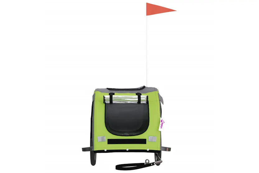 vidaXL 93885 Pet Bike Trailer Green And Grey Oxford Fabric And Iron vidaXL 93885 Pet Bike Trailer Green And Grey Oxford Fabric And Iron