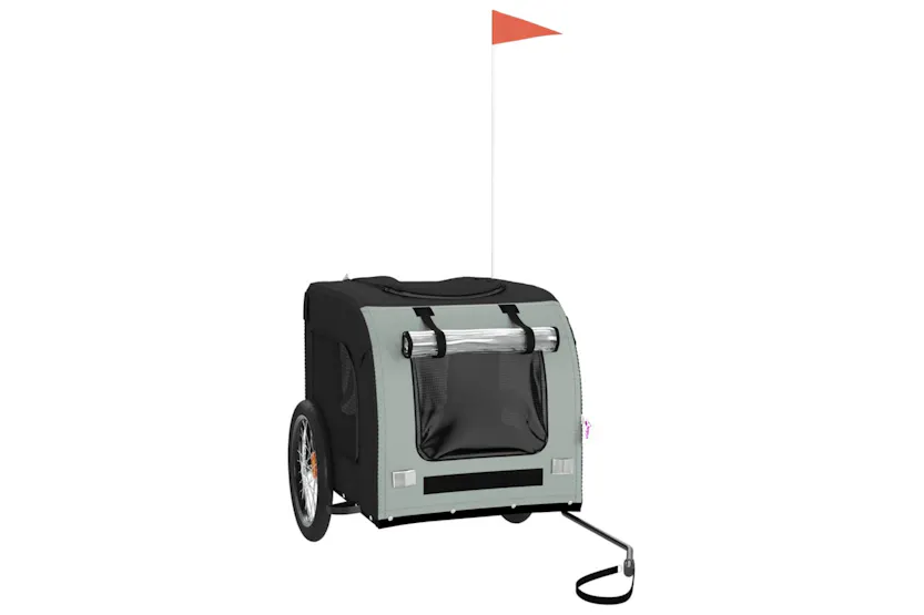 vidaXL 93839 Pet Bike Trailer Grey And Black Oxford Fabric&iron vidaXL 93839 Pet Bike Trailer Grey And Black Oxford Fabric&iron