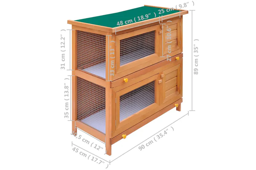 vidaXL 170159 Outdoor Rabbit Hutch Small Animal House Pet Cage 4 Doors Wood vidaXL 170159 Outdoor Rabbit Hutch Small Animal House Pet Cage 4 Doors Wood