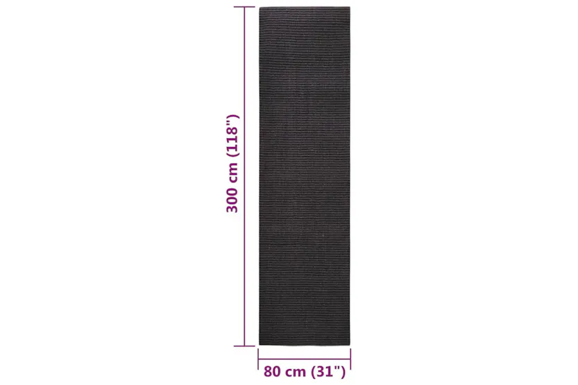 vidaXL 3203437 Sisal Rug For Scratching Post Black 80x300cm vidaXL 3203437 Sisal Rug For Scratching Post Black 80x300cm