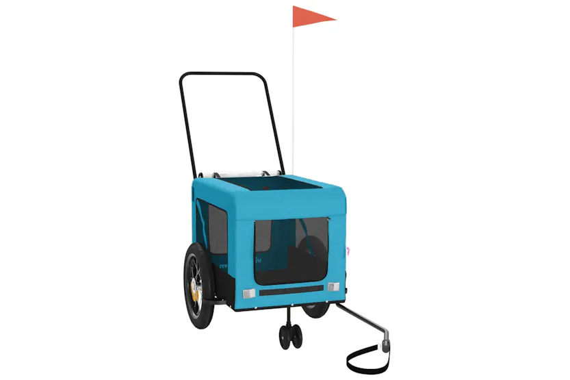 vidaXL 93932 Pet Bike Trailer Blue And Black Oxford Fabric And Iron vidaXL 93932 Pet Bike Trailer Blue And Black Oxford Fabric And Iron