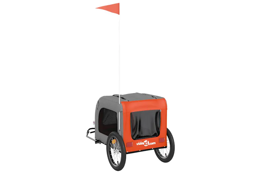 vidaXL 93830 Pet Bike Trailer Orange And Grey Oxford Fabric And Iron vidaXL 93830 Pet Bike Trailer Orange And Grey Oxford Fabric And Iron
