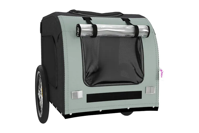 vidaXL 93839 Pet Bike Trailer Grey And Black Oxford Fabric&iron vidaXL 93839 Pet Bike Trailer Grey And Black Oxford Fabric&iron