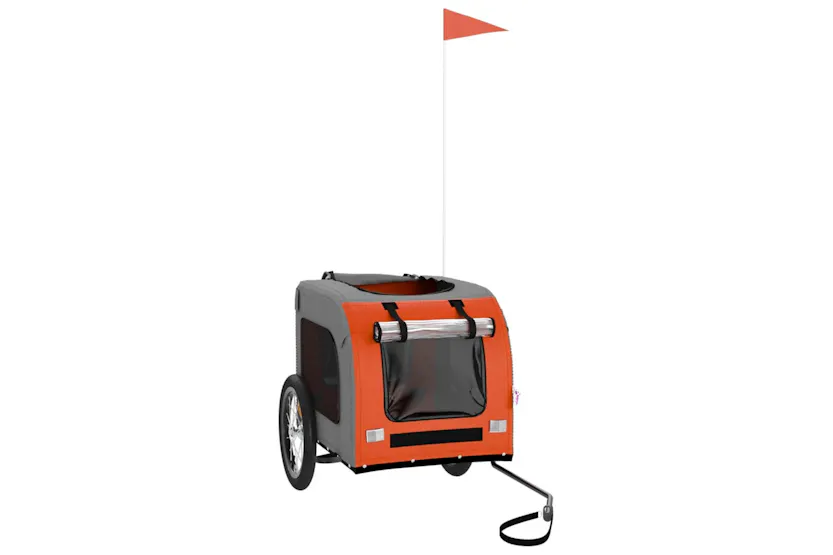 vidaXL 93830 Pet Bike Trailer Orange And Grey Oxford Fabric And Iron vidaXL 93830 Pet Bike Trailer Orange And Grey Oxford Fabric And Iron