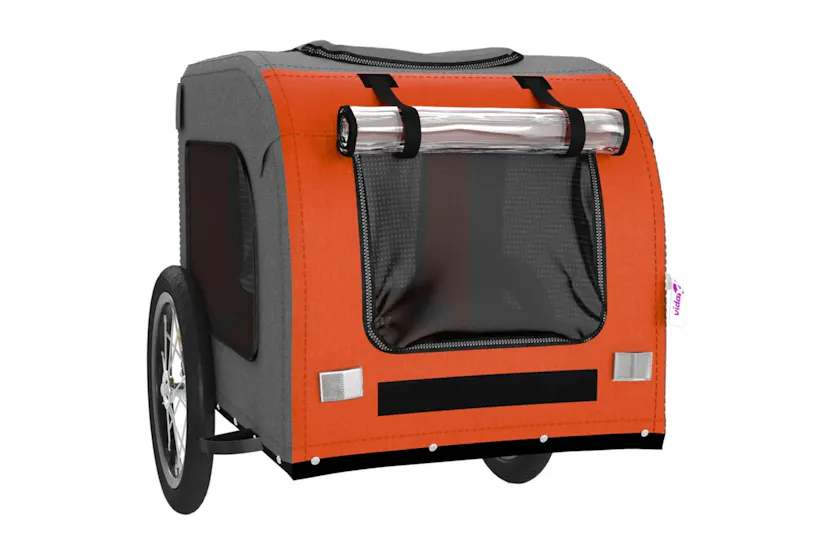vidaXL 93830 Pet Bike Trailer Orange And Grey Oxford Fabric And Iron vidaXL 93830 Pet Bike Trailer Orange And Grey Oxford Fabric And Iron