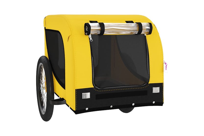 vidaXL 94008 Pet Bike Trailer Yellow And Black Oxford Fabric And Iron vidaXL 94008 Pet Bike Trailer Yellow And Black Oxford Fabric And Iron