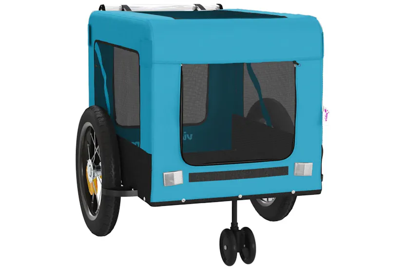 vidaXL 93932 Pet Bike Trailer Blue And Black Oxford Fabric And Iron vidaXL 93932 Pet Bike Trailer Blue And Black Oxford Fabric And Iron