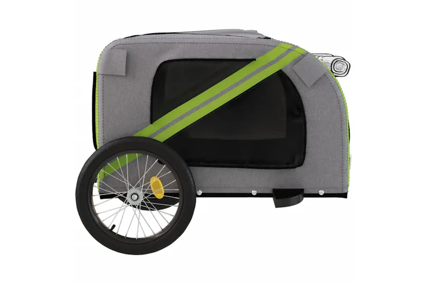 vidaXL 93885 Pet Bike Trailer Green And Grey Oxford Fabric And Iron vidaXL 93885 Pet Bike Trailer Green And Grey Oxford Fabric And Iron