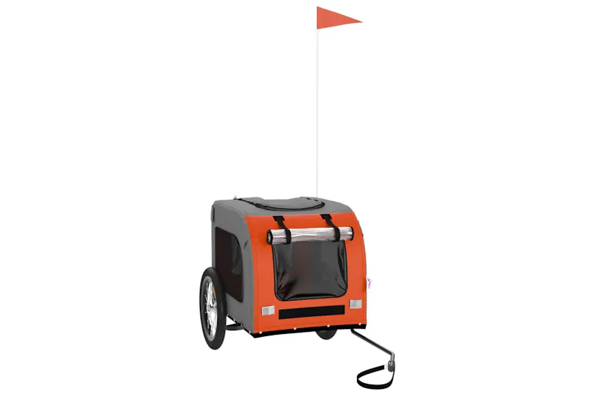 vidaXL 93830 Pet Bike Trailer Orange And Grey Oxford Fabric And Iron vidaXL 93830 Pet Bike Trailer Orange And Grey Oxford Fabric And Iron