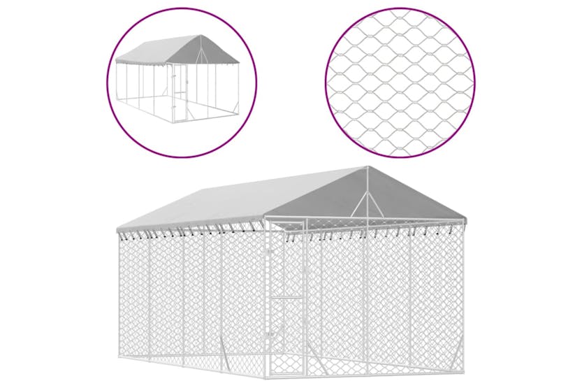 vidaXL 3190488 Outdoor Dog Kennel With Roof Silver 3x6x2.5 M Galvanised Steel vidaXL 3190488 Outdoor Dog Kennel With Roof Silver 3x6x2.5 M Galvanised Steel