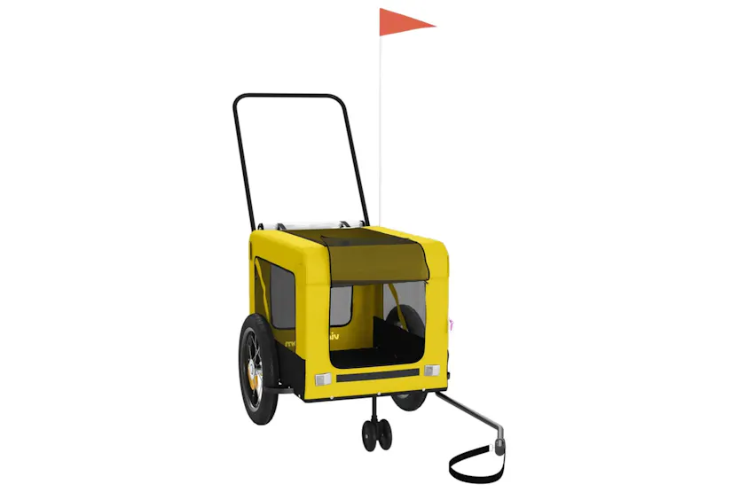 vidaXL 93945 Pet Bike Trailer Yellow And Black Oxford Fabric And Iron vidaXL 93945 Pet Bike Trailer Yellow And Black Oxford Fabric And Iron