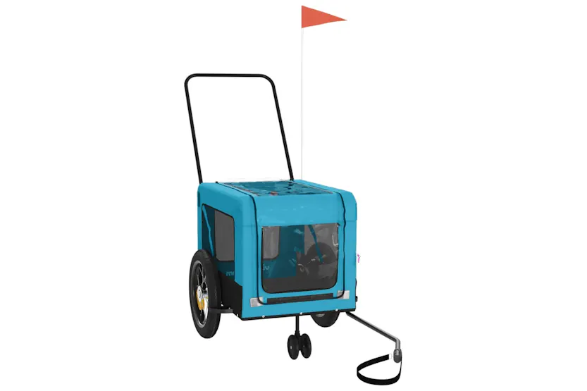 vidaXL 93932 Pet Bike Trailer Blue And Black Oxford Fabric And Iron vidaXL 93932 Pet Bike Trailer Blue And Black Oxford Fabric And Iron
