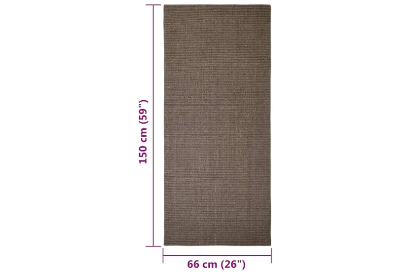 vidaXL 3203446 Sisal Rug For Scratching Post Brown 66x150cm vidaXL 3203446 Sisal Rug For Scratching Post Brown 66x150cm