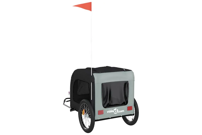vidaXL 93839 Pet Bike Trailer Grey And Black Oxford Fabric&iron vidaXL 93839 Pet Bike Trailer Grey And Black Oxford Fabric&iron