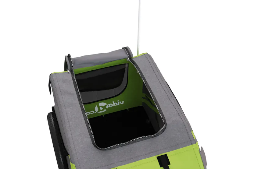 vidaXL 93885 Pet Bike Trailer Green And Grey Oxford Fabric And Iron vidaXL 93885 Pet Bike Trailer Green And Grey Oxford Fabric And Iron