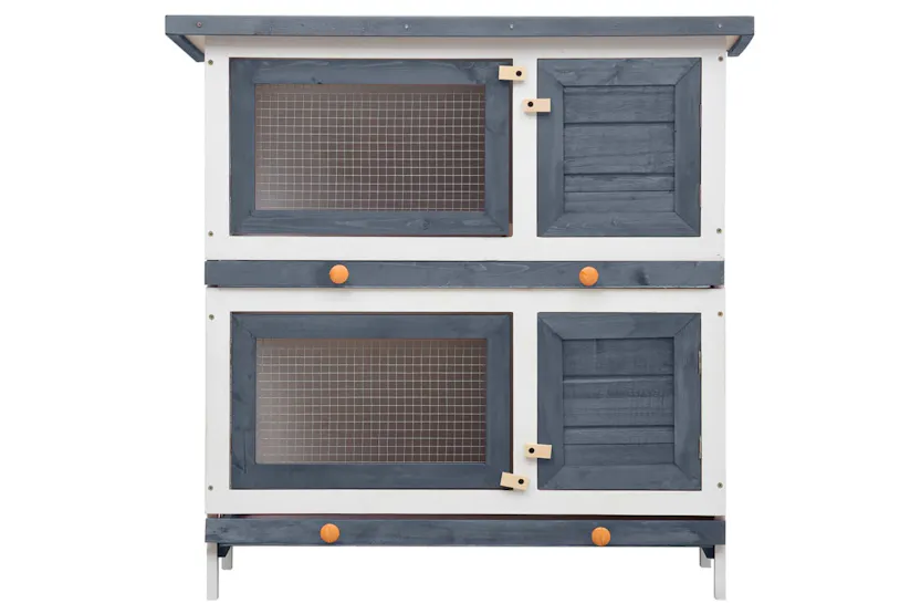 vidaXL 170834 Outdoor Rabbit Hutch 4 Doors Grey Wood vidaXL 170834 Outdoor Rabbit Hutch 4 Doors Grey Wood