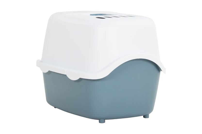 vidaXL 171801 Cat Litter Tray With Cover White And Blue 56x40x40cm Pp vidaXL 171801 Cat Litter Tray With Cover White And Blue 56x40x40cm Pp