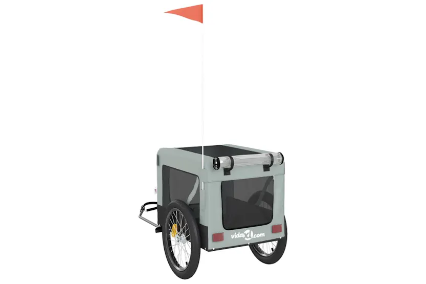 vidaXL 93923 Pet Bike Trailer Grey And Black Oxford Fabric&iron vidaXL 93923 Pet Bike Trailer Grey And Black Oxford Fabric&iron