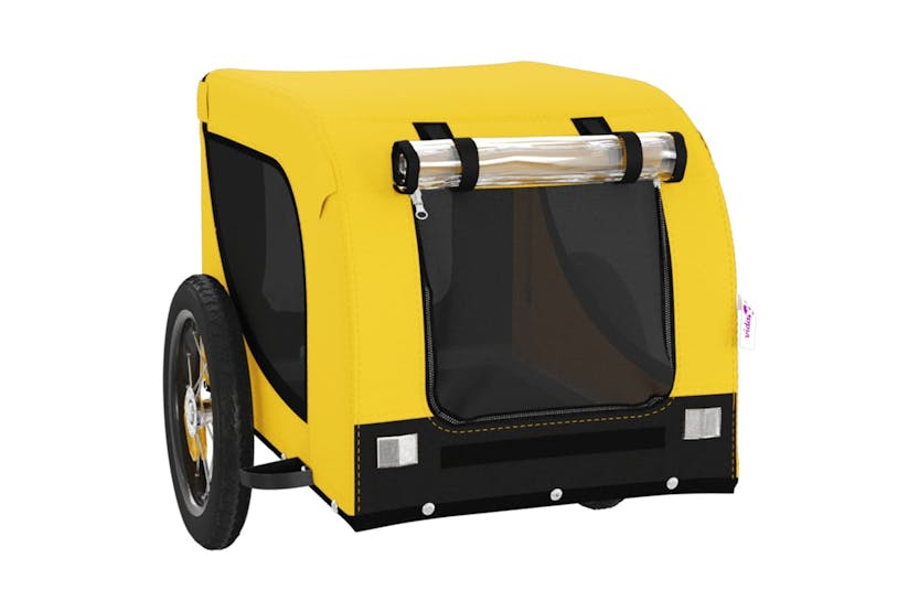 vidaXL 93994 Pet Bike Trailer Yellow And Black Oxford Fabric And Iron vidaXL 93994 Pet Bike Trailer Yellow And Black Oxford Fabric And Iron
