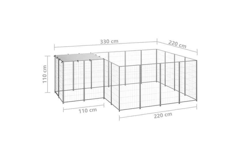 vidaXL 3082208 Dog Kennel Silver 6.05 M2 Steel vidaXL 3082208 Dog Kennel Silver 6.05 M2 Steel