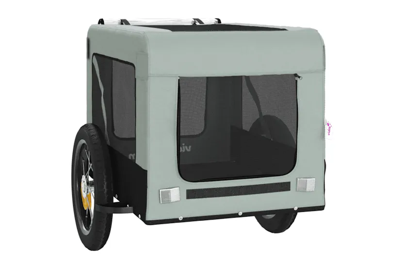 vidaXL 93909 Pet Bike Trailer Grey And Black Oxford Fabric&iron vidaXL 93909 Pet Bike Trailer Grey And Black Oxford Fabric&iron