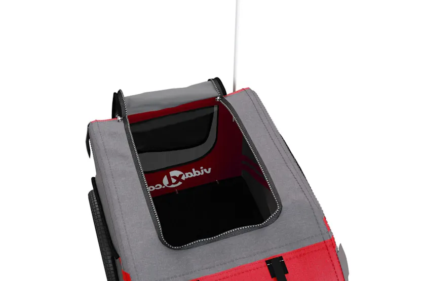vidaXL 93866 Pet Bike Trailer Red And Grey Oxford Fabric And Iron vidaXL 93866 Pet Bike Trailer Red And Grey Oxford Fabric And Iron