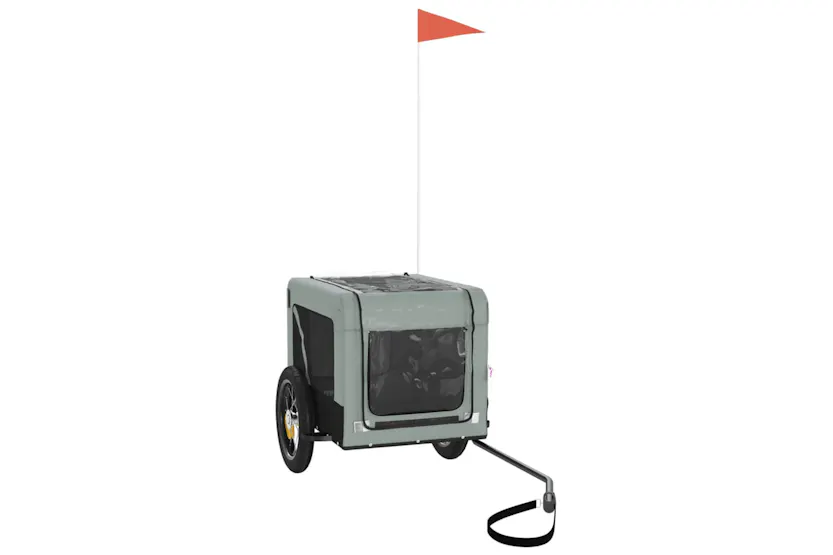 vidaXL 93909 Pet Bike Trailer Grey And Black Oxford Fabric&iron vidaXL 93909 Pet Bike Trailer Grey And Black Oxford Fabric&iron