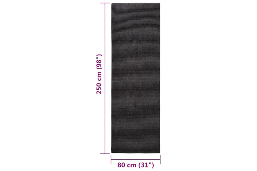 vidaXL 3203436 Sisal Rug For Scratching Post Black 80x250cm vidaXL 3203436 Sisal Rug For Scratching Post Black 80x250cm