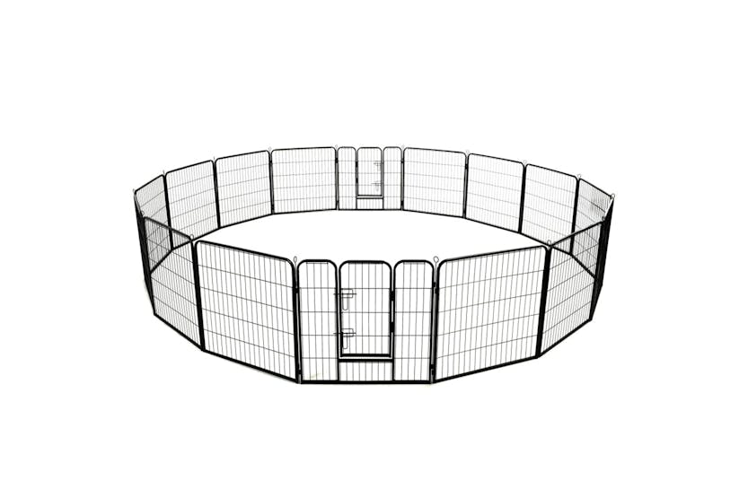 vidaXL 275491 Dog Playpen 16 Panels Steel 80x80cm Black vidaXL 275491 Dog Playpen 16 Panels Steel 80x80cm Black