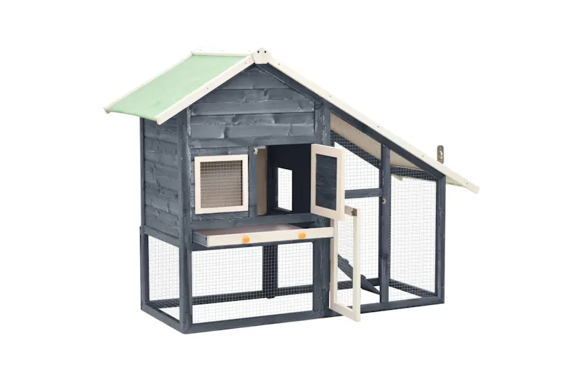 vidaXL 170869 Rabbit Hutch Grey And White 140x63x120cm Solid Firwood vidaXL 170869 Rabbit Hutch Grey And White 140x63x120cm Solid Firwood