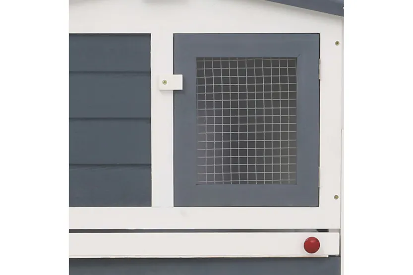 vidaXL 170843 Outdoor Large Rabbit Hutch Grey And White 204x45x85cm Wood vidaXL 170843 Outdoor Large Rabbit Hutch Grey And White 204x45x85cm Wood