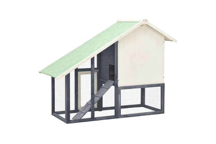 vidaXL 170869 Rabbit Hutch Grey And White 140x63x120cm Solid Firwood vidaXL 170869 Rabbit Hutch Grey And White 140x63x120cm Solid Firwood