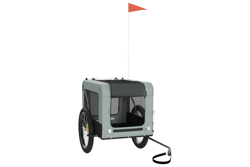 vidaXL 93923 Pet Bike Trailer Grey And Black Oxford Fabric&iron vidaXL 93923 Pet Bike Trailer Grey And Black Oxford Fabric&iron